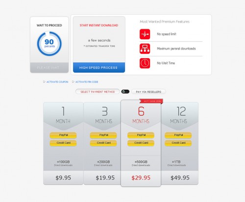 Subtle Pricing Table PSD