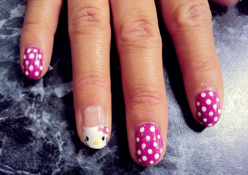 Closeup Hello Kitty Nails