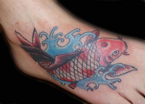 Foot Koi Fish Tattoos for Female
