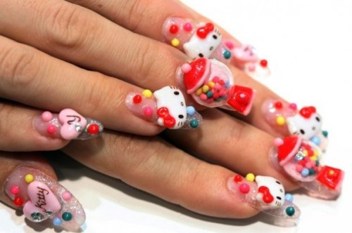 Hello Kitty Bubblegum Nails
