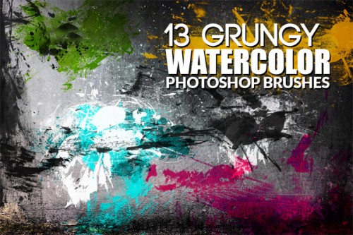 13 Grungy Watercolor Photoshop Brushes
